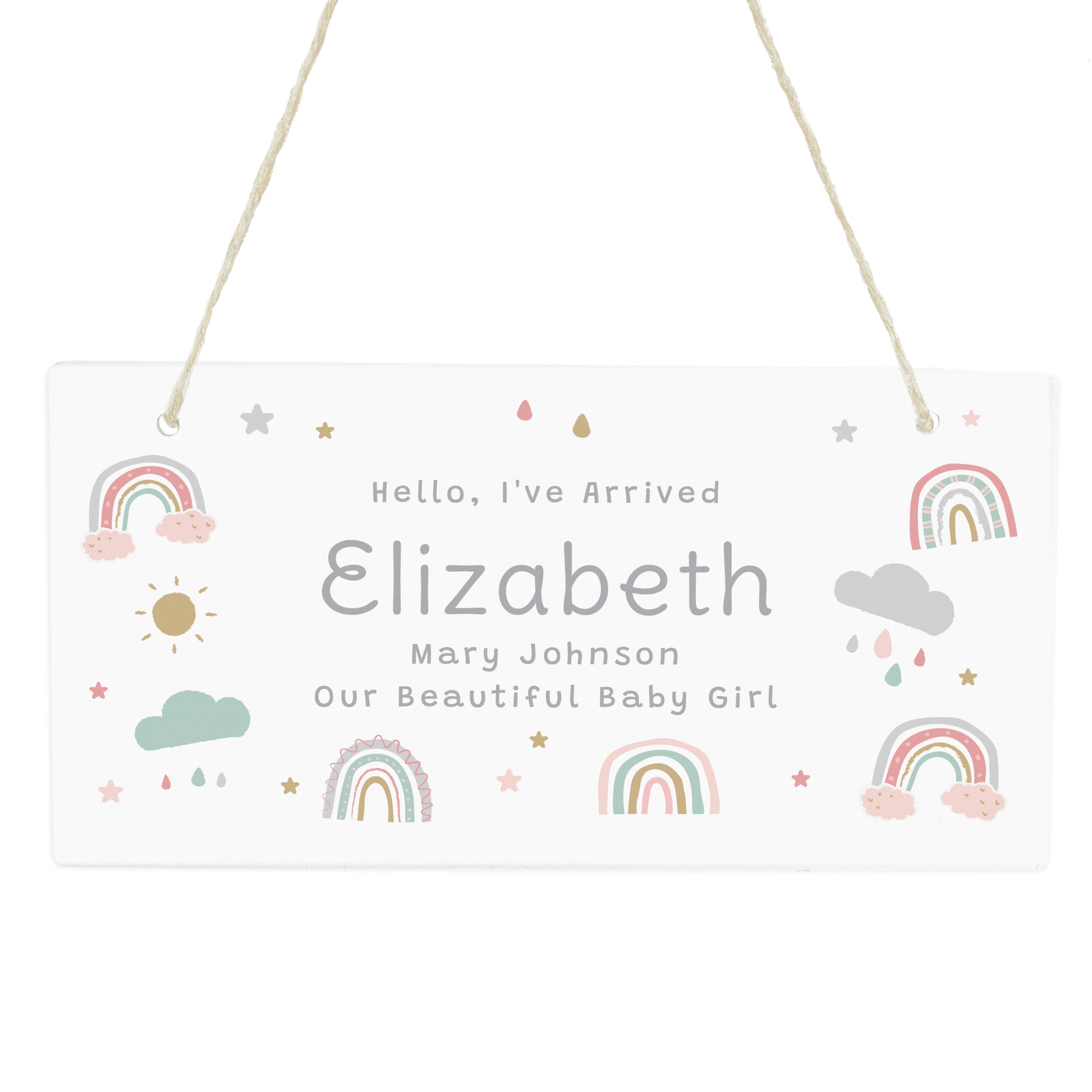 Personalised Rainbow Wooden Sign - MK&JD Gifts