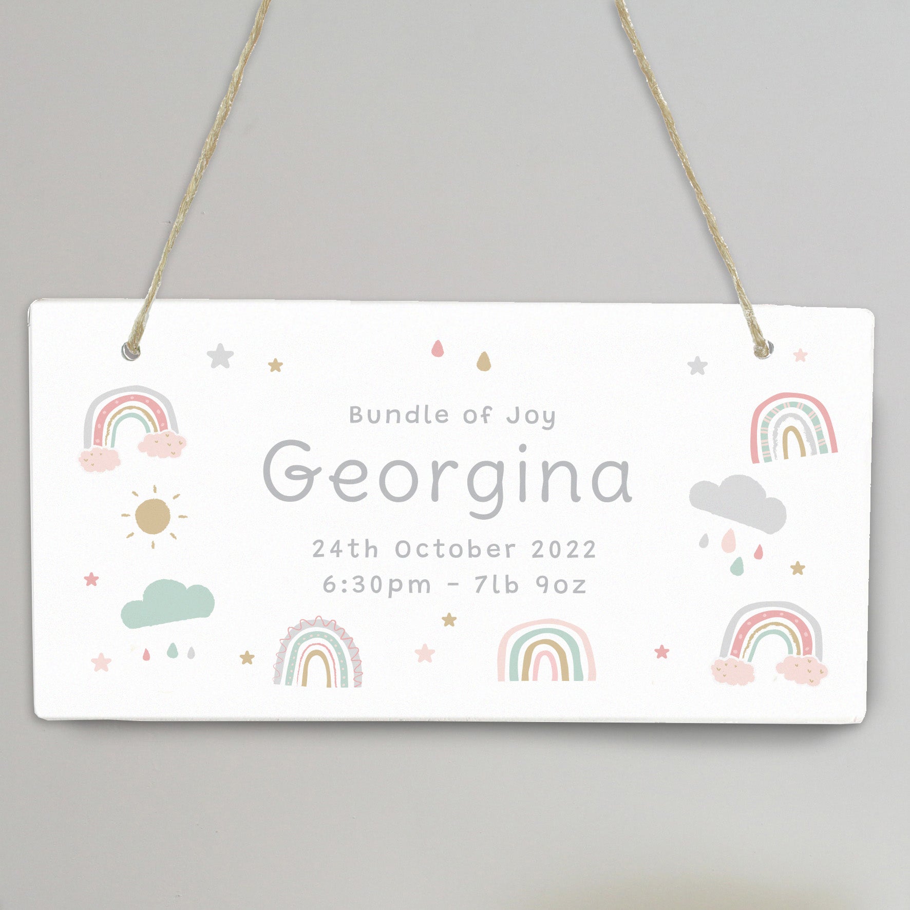 Personalised Rainbow Wooden Sign - MK&JD Gifts