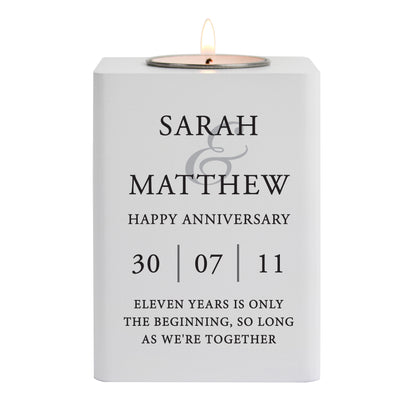 Personalised Couples White Wooden Tea light Holder - MK&JD Gifts