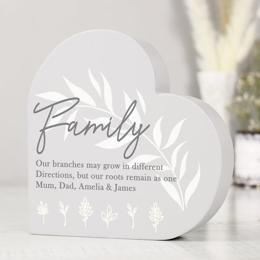 Personalised Leaf Decor Free Standing Heart Ornament - MK&JD Gifts