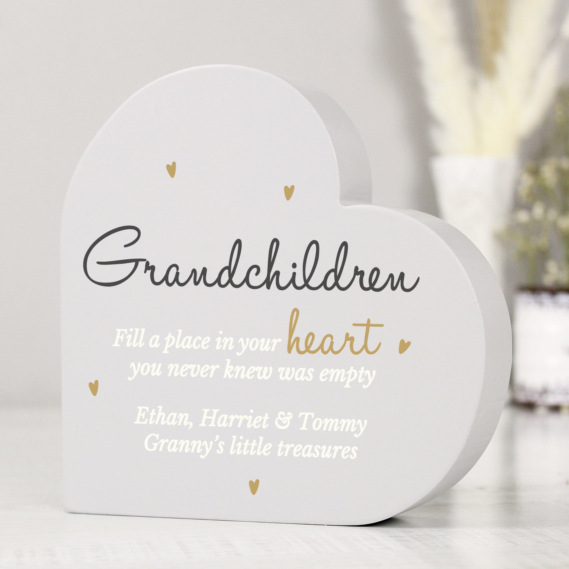 Personalised Grandchildren Free Standing Heart Ornament - MK&JD Gifts