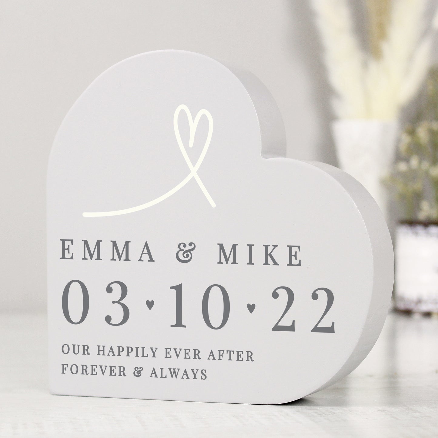 Personalised Free Text Free Standing Heart Ornament - MK&JD Gifts