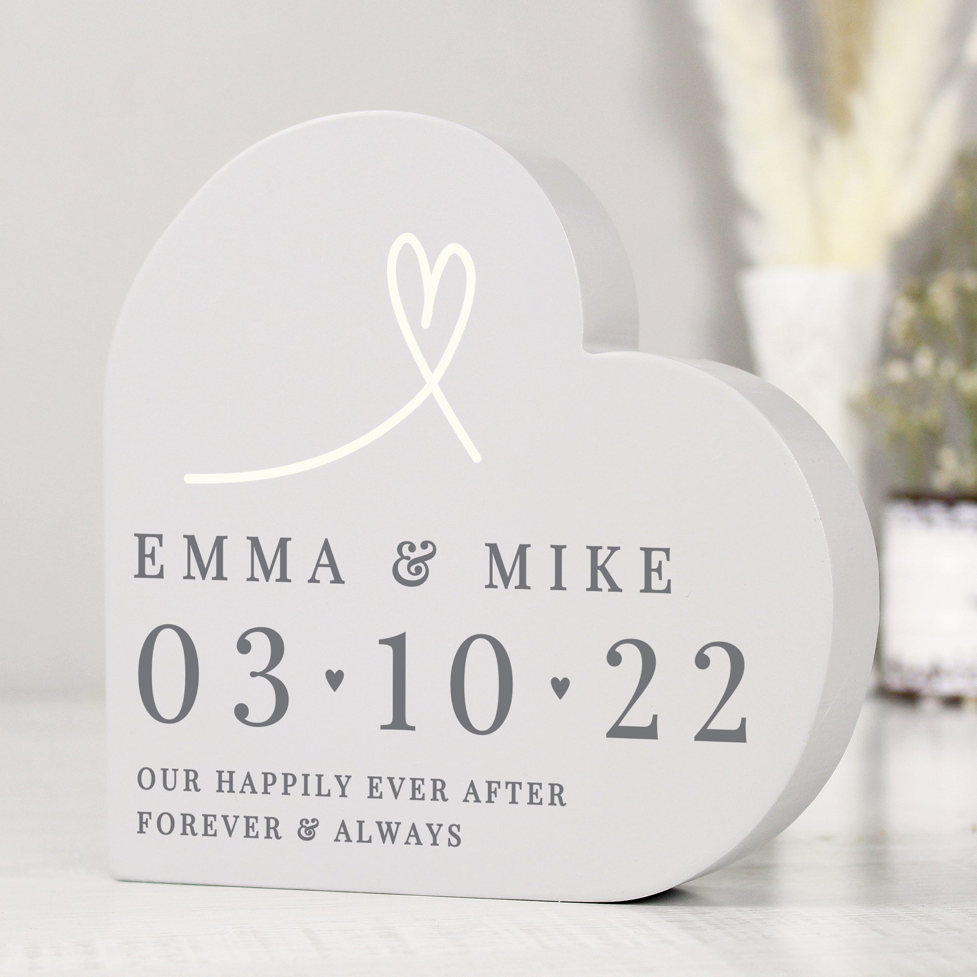 Personalised Free Text Free Standing Heart Ornament - MK&JD Gifts