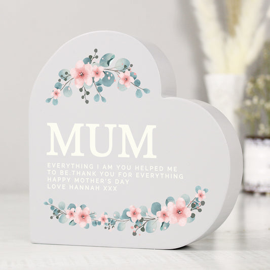 Personalised Floral Free Standing Heart Ornament - MK&JD Gifts