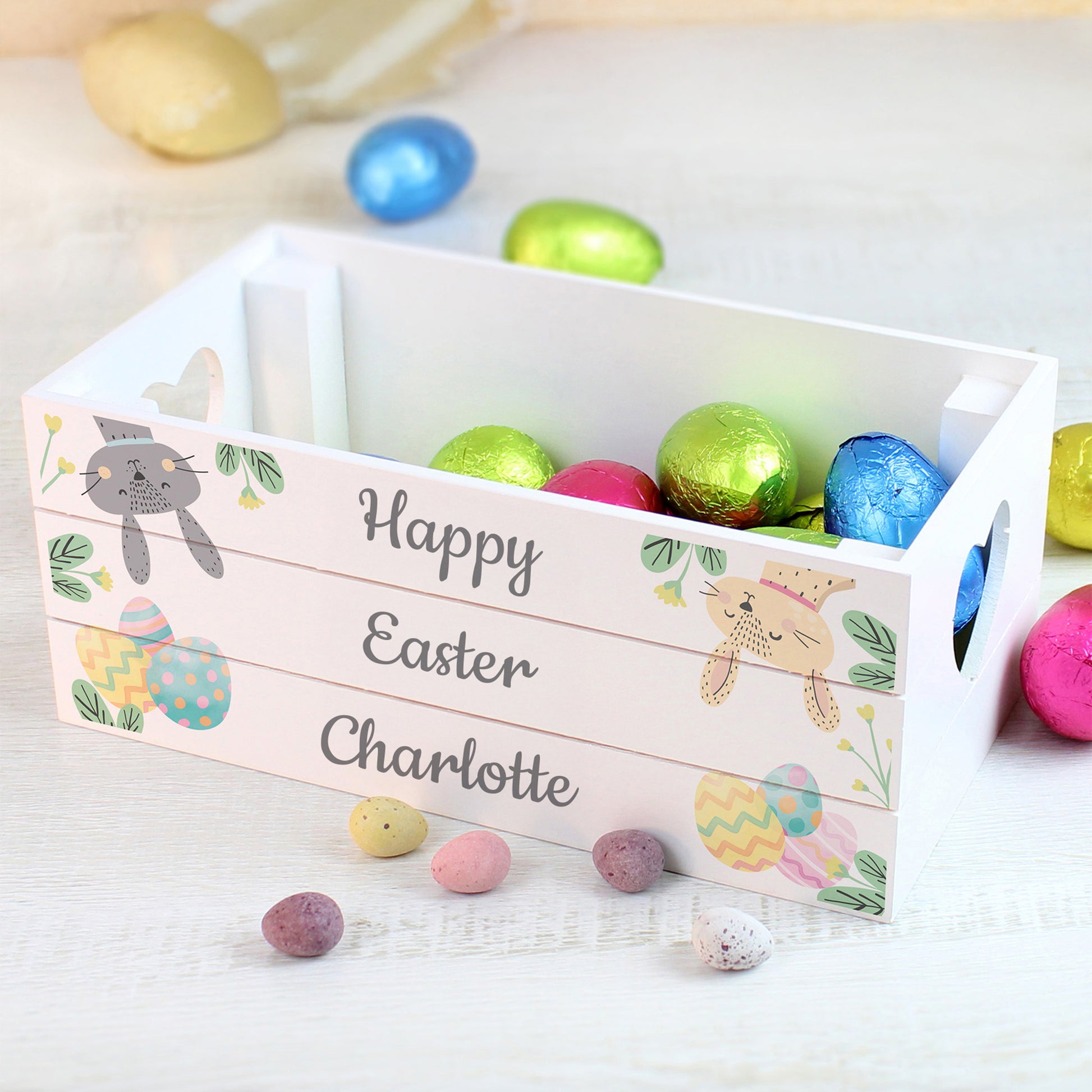 Personalised Easter Egg Hunt Small Wooden Crate - MK&JD Gifts