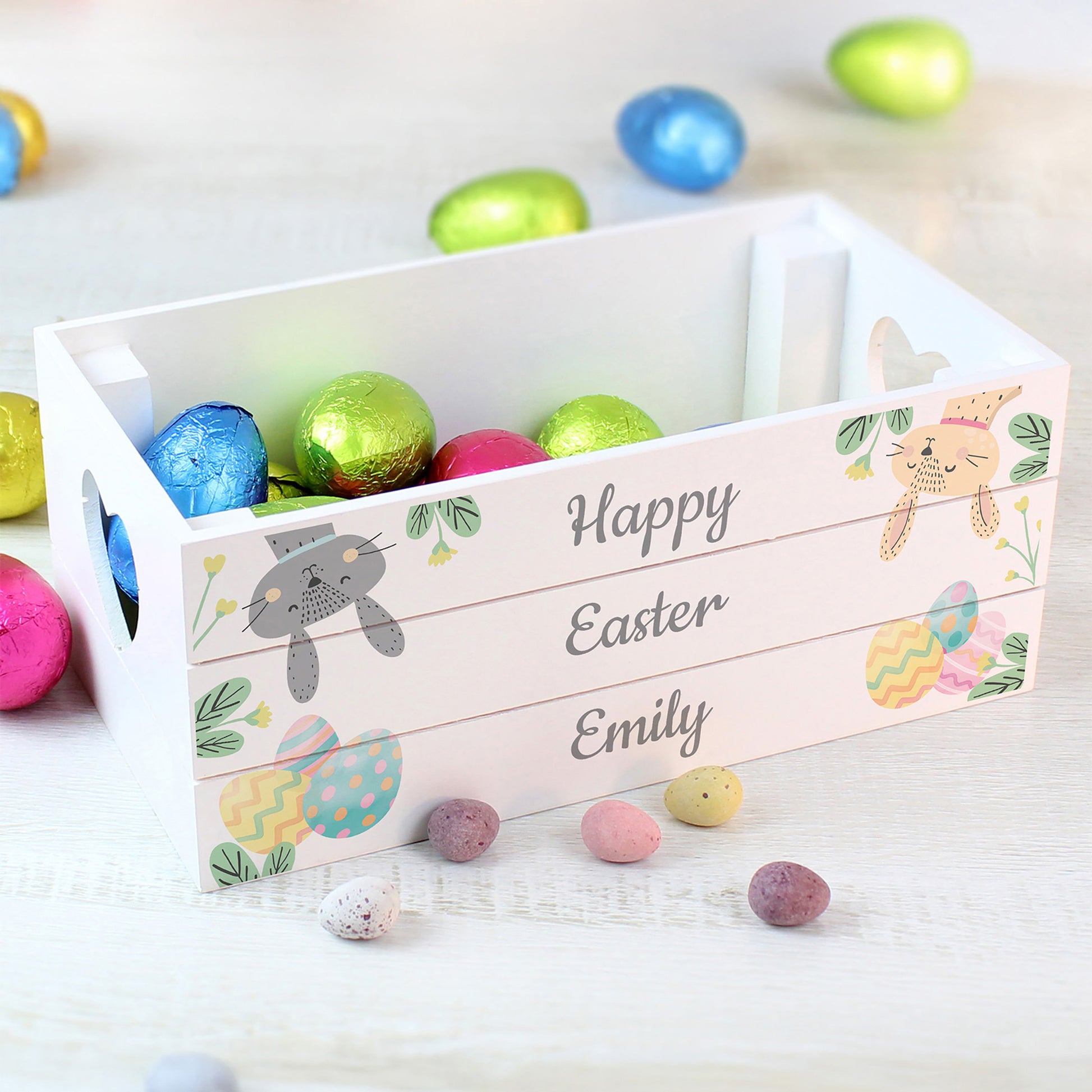 Personalised Easter Egg Hunt Small Wooden Crate - MK&JD Gifts