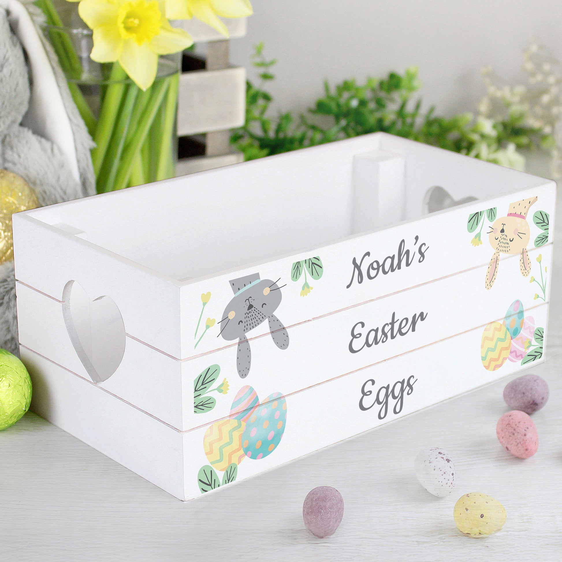 Personalised Easter Egg Hunt Small Wooden Crate - MK&JD Gifts