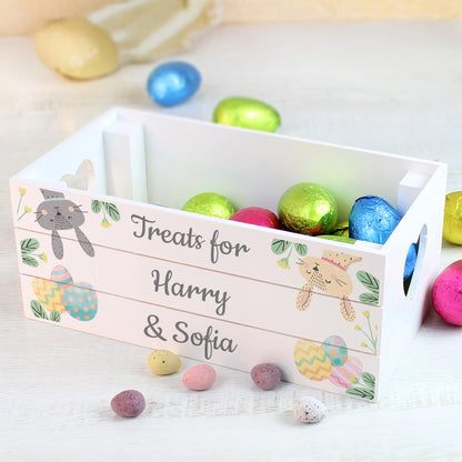 Personalised Easter Egg Hunt Small Wooden Crate - MK&JD Gifts
