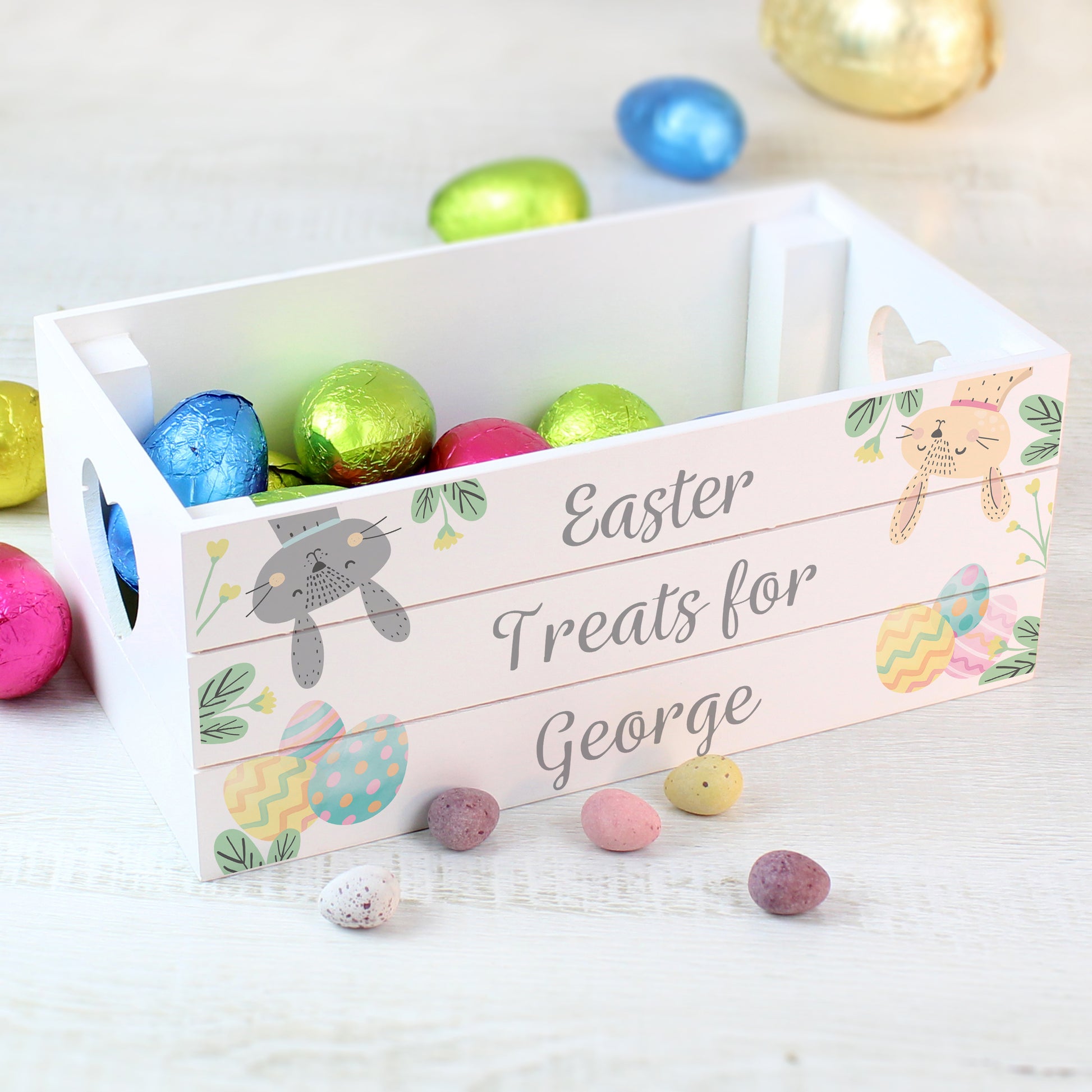 Personalised Easter Egg Hunt Small Wooden Crate - MK&JD Gifts