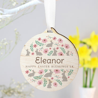 Personalised Floral Easter Tree Wooden Decoration - MK&JD Gifts