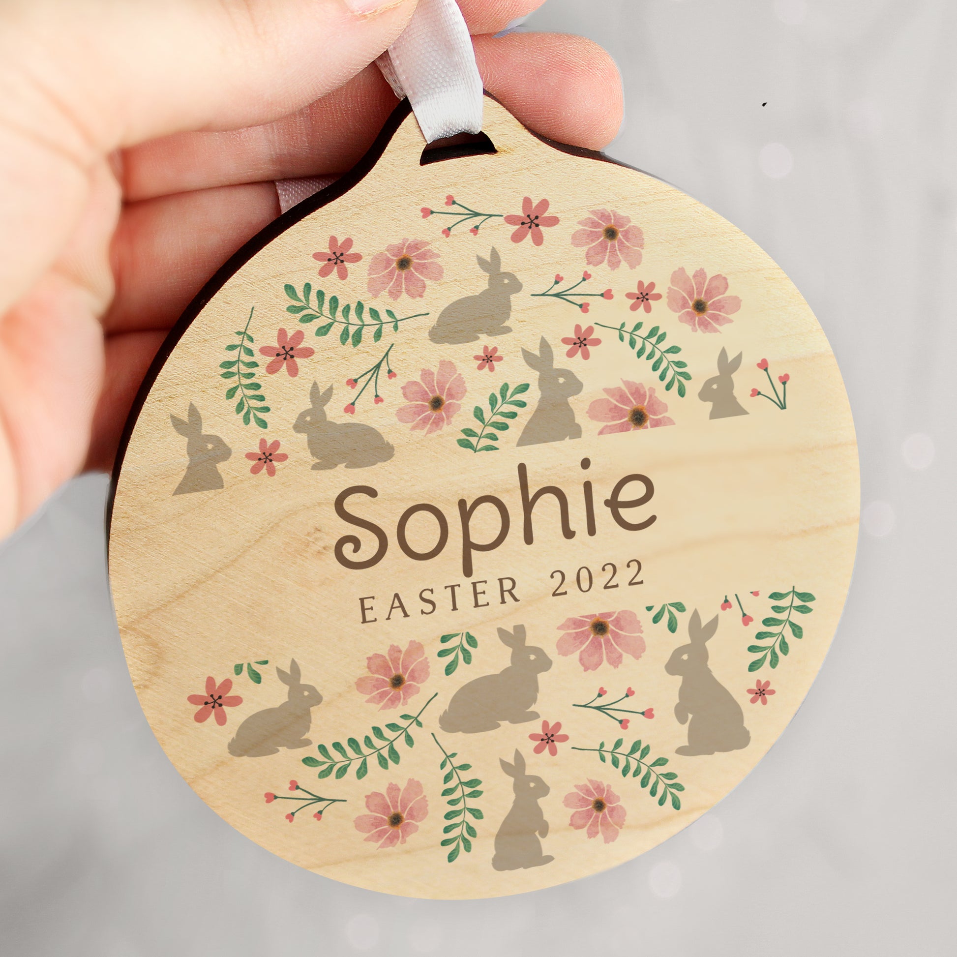 Personalised Floral Easter Tree Wooden Decoration - MK&JD Gifts