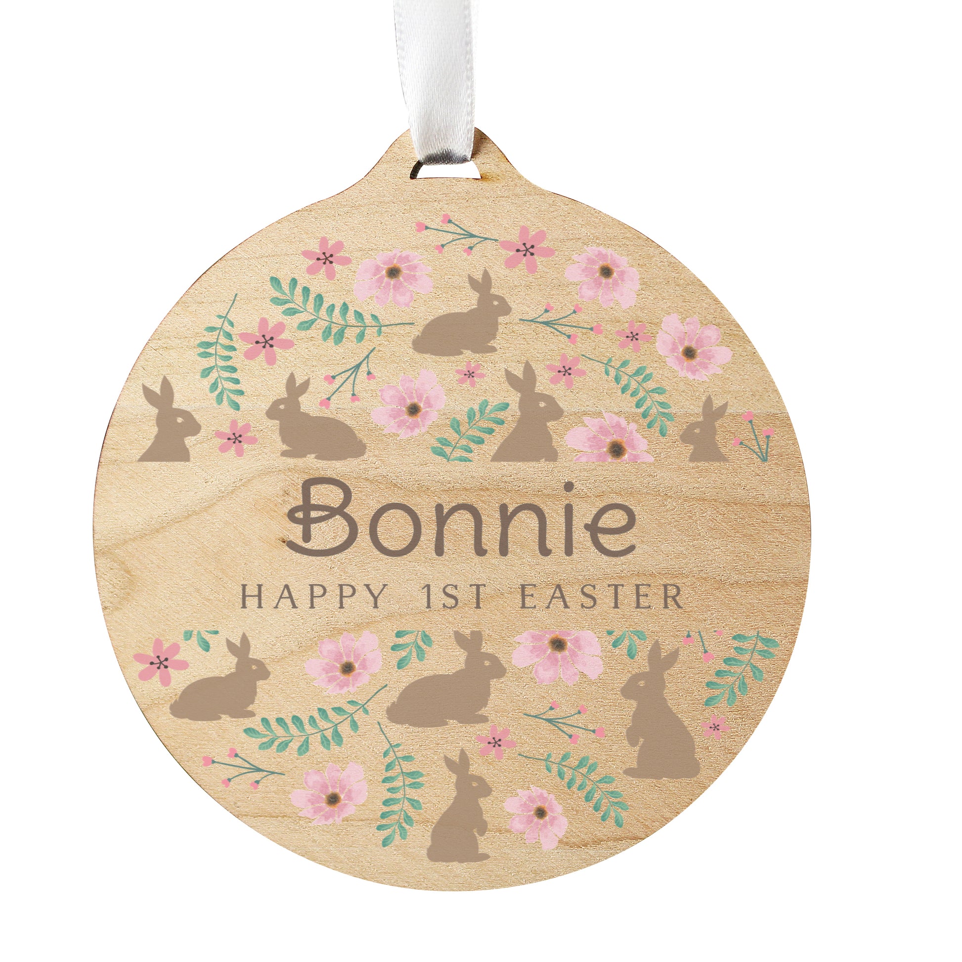 Personalised Floral Easter Tree Wooden Decoration - MK&JD Gifts