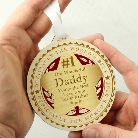 Personalised Number 1 Round Wooden Medal - MK&JD Gifts