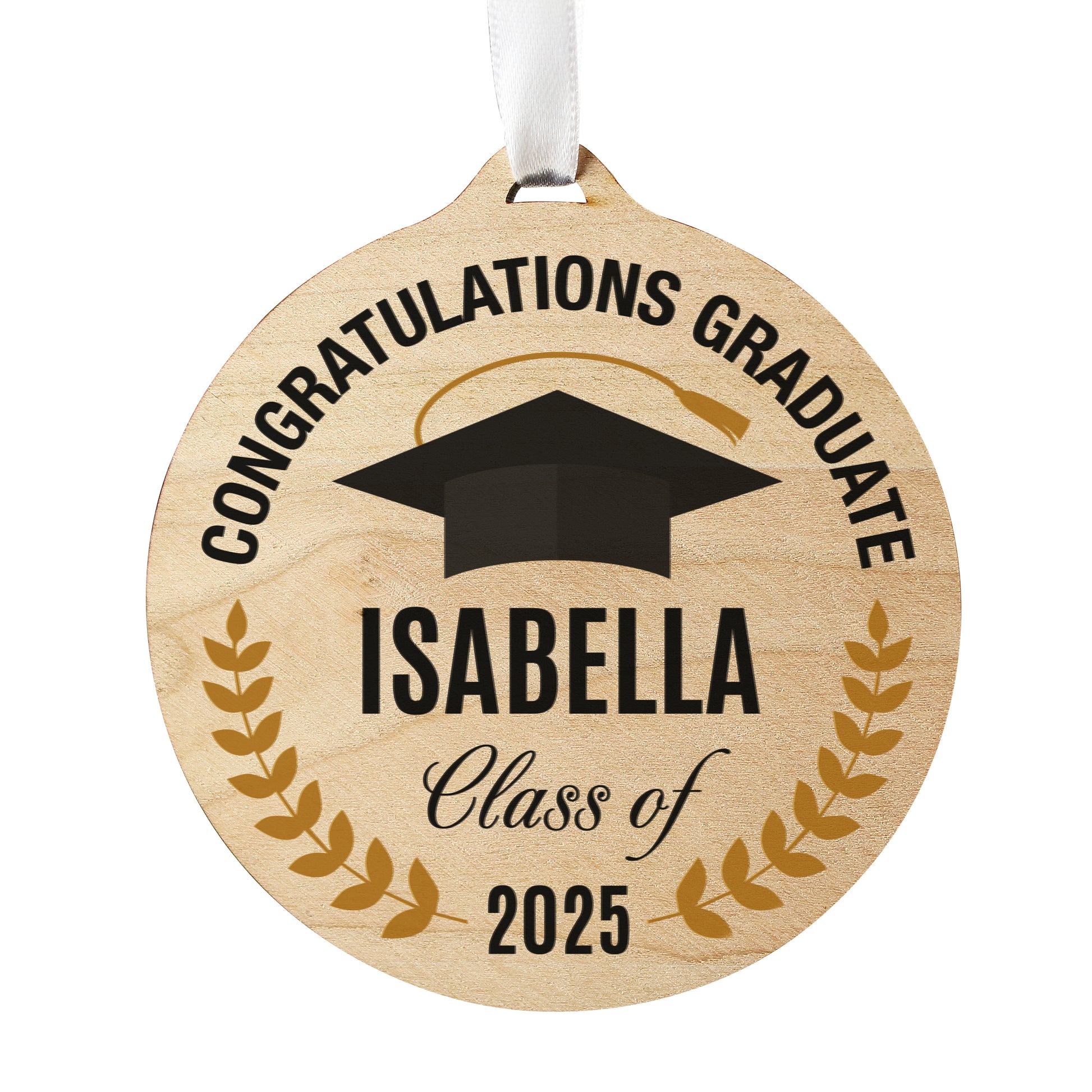 Personalised Graduation Round Wooden Decoration - MK&JD Gifts