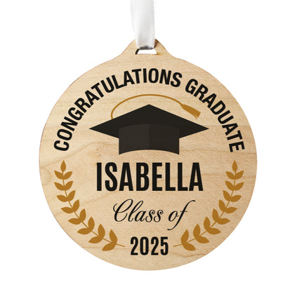 Personalised Graduation Round Wooden Decoration - MK&JD Gifts