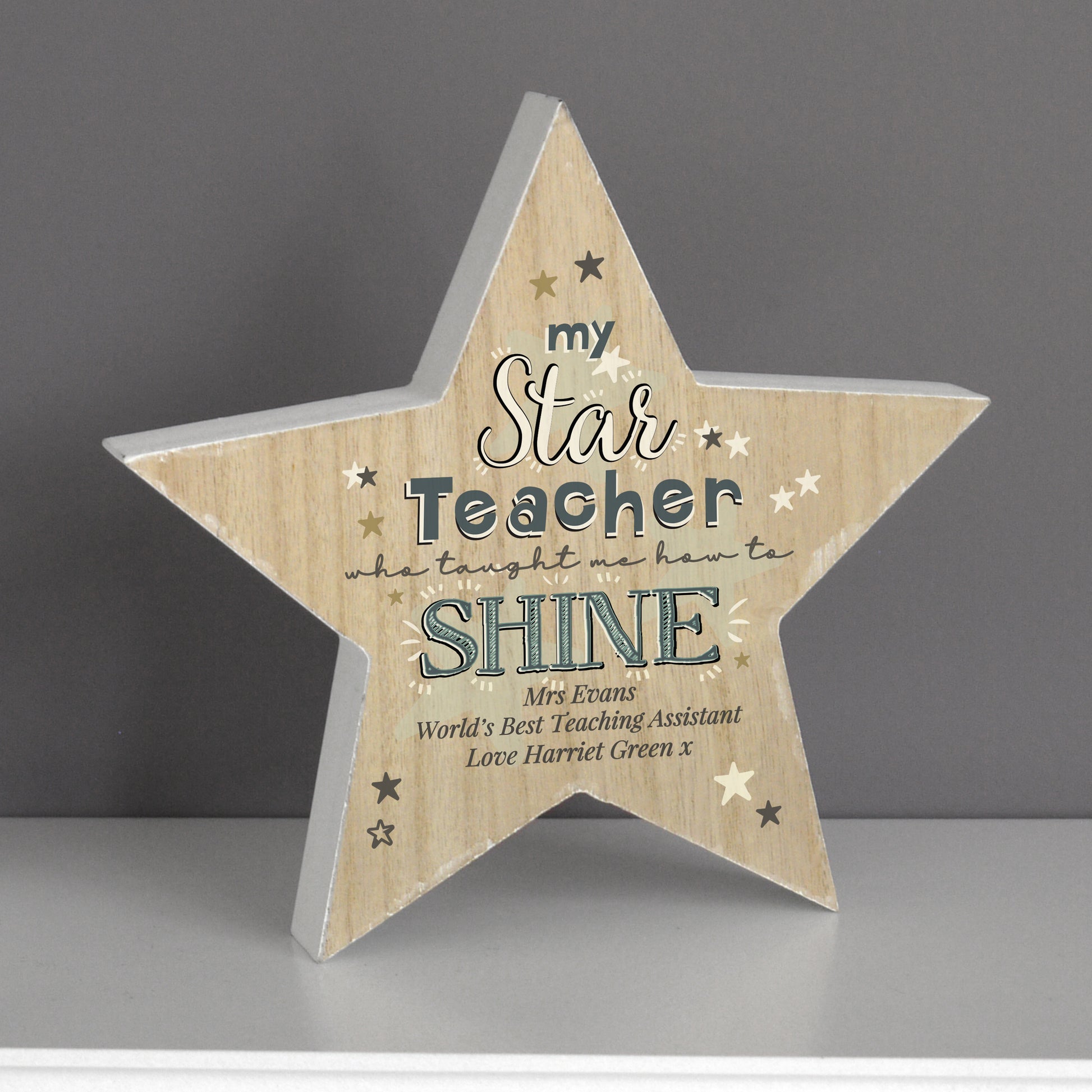Personalised My Star Teacher Rustic Wooden Star Decoration - MK&JD Gifts