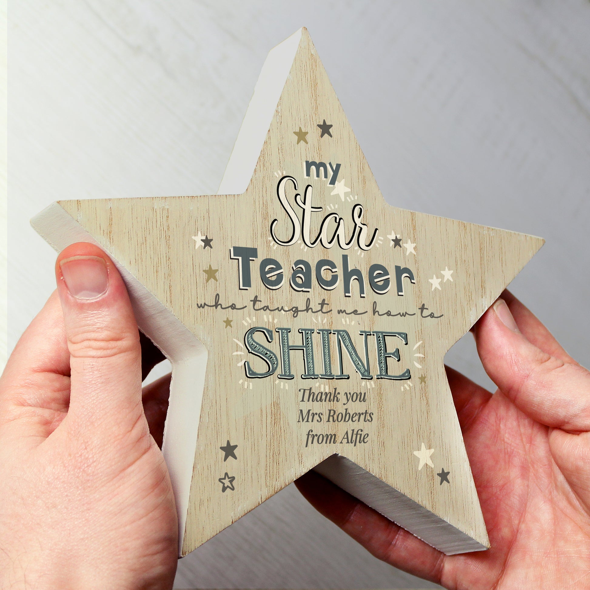 Personalised My Star Teacher Rustic Wooden Star Decoration - MK&JD Gifts