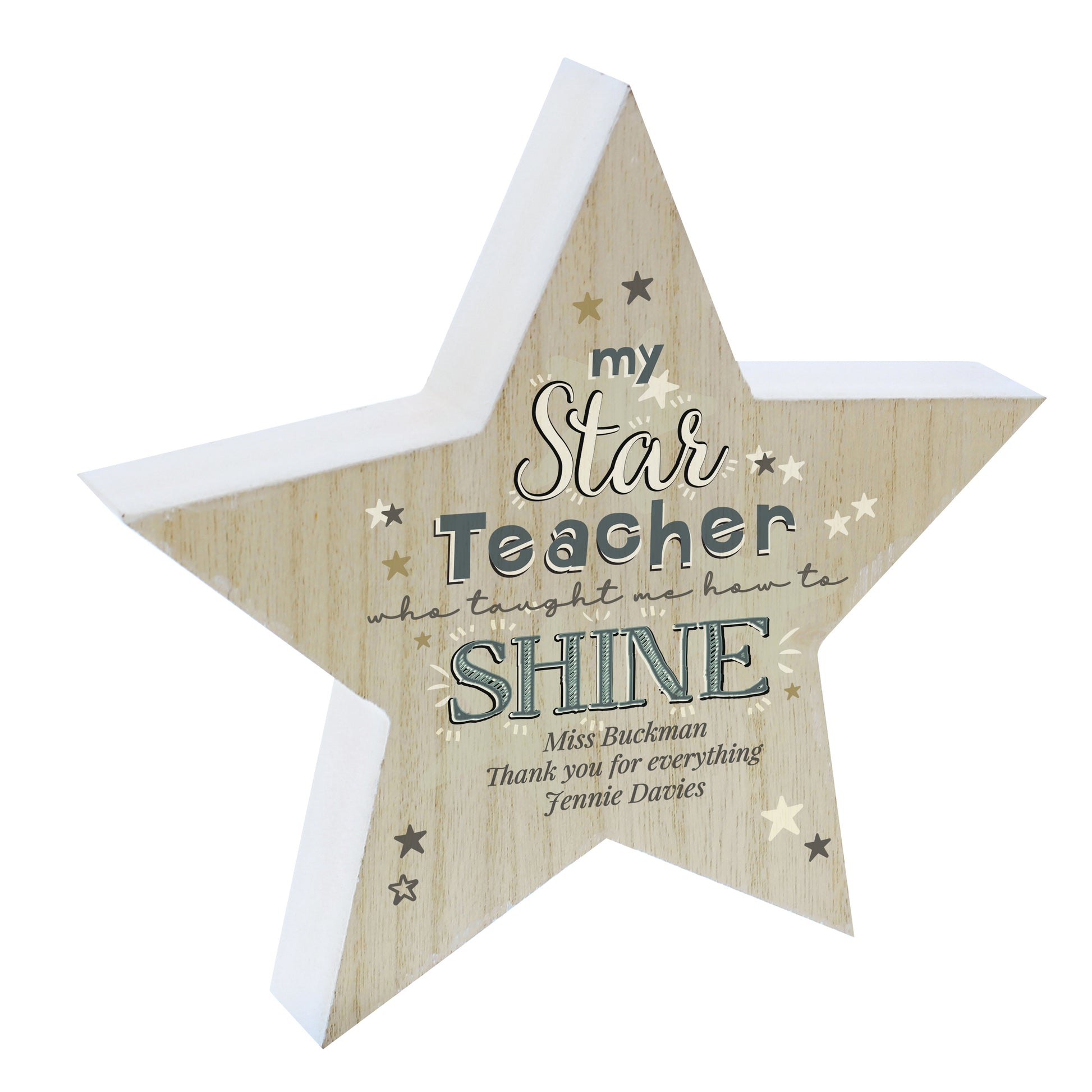 Personalised My Star Teacher Rustic Wooden Star Decoration - MK&JD Gifts