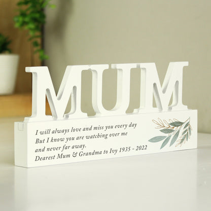 Personalised Botanical Wooden Mum Ornament - MK&JD Gifts