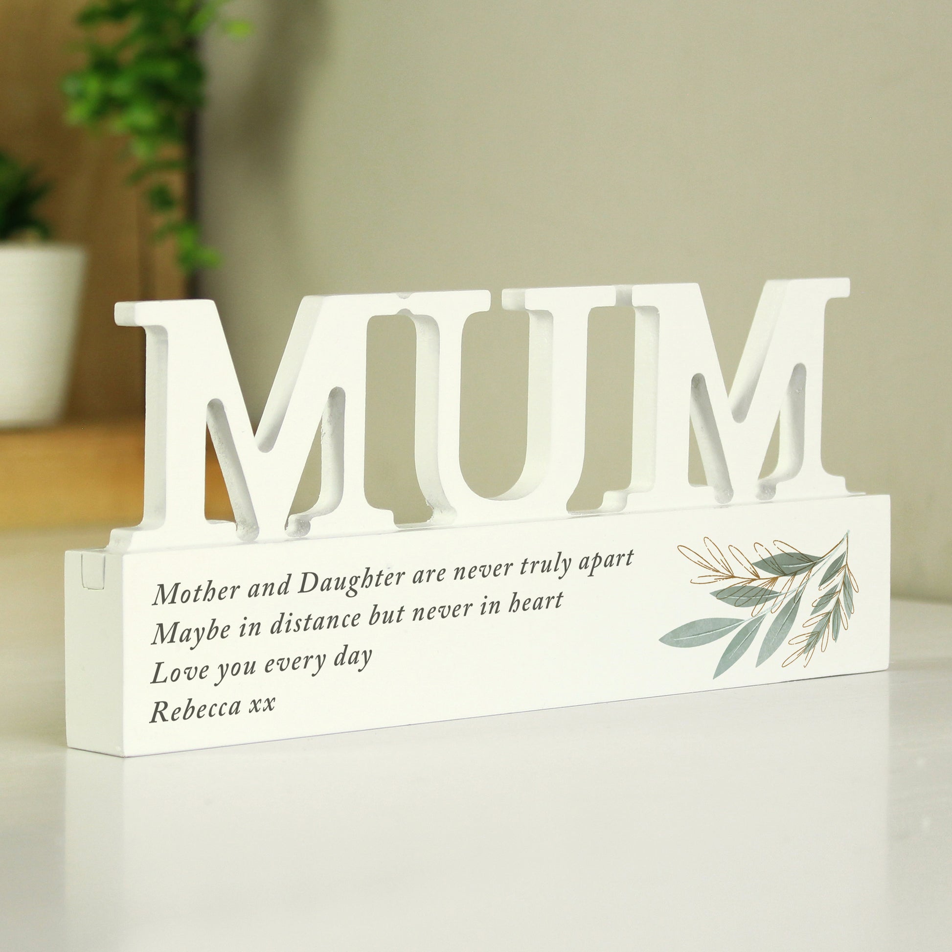 Personalised Botanical Wooden Mum Ornament - MK&JD Gifts