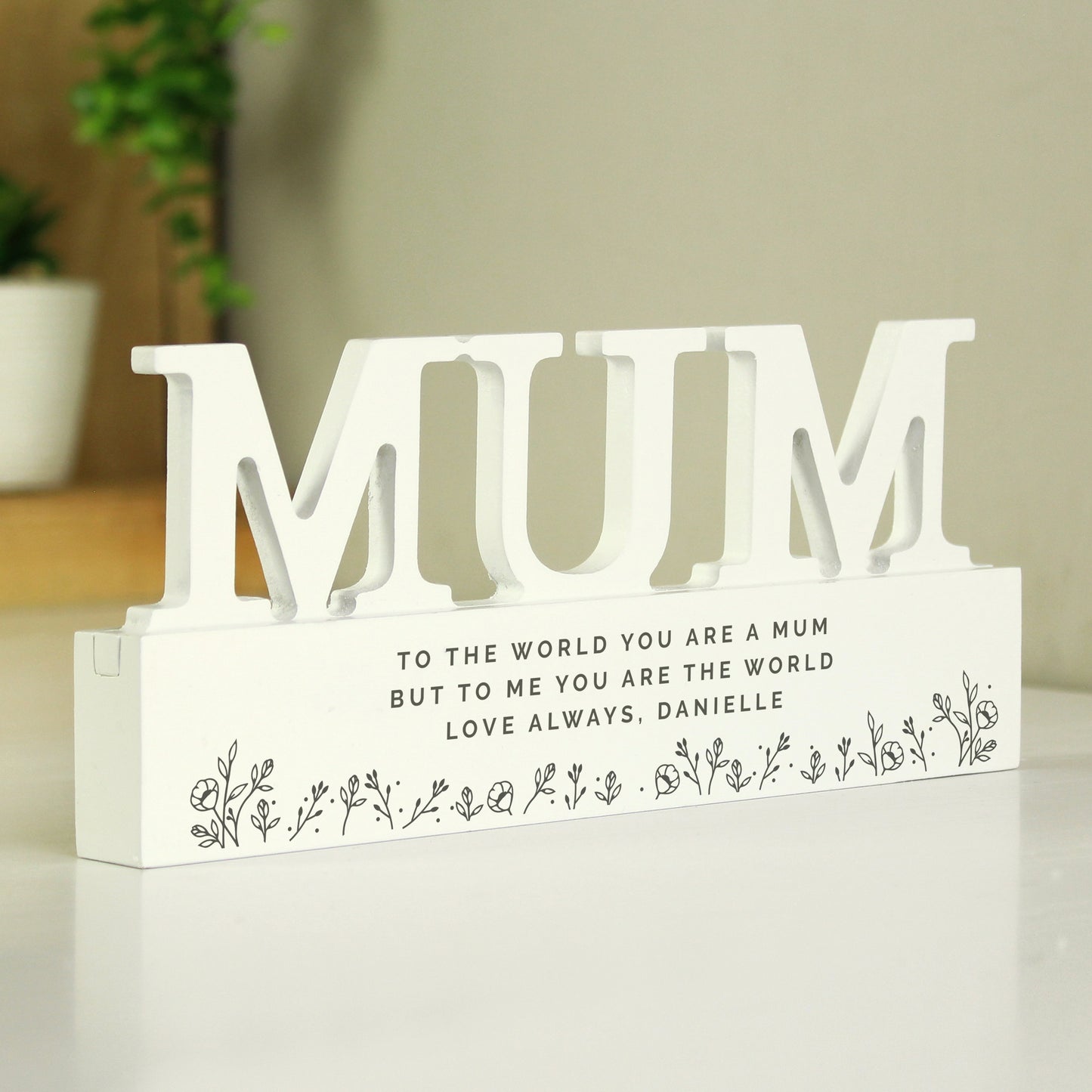 Personalised Floral Wooden Mum Ornament - MK&JD Gifts