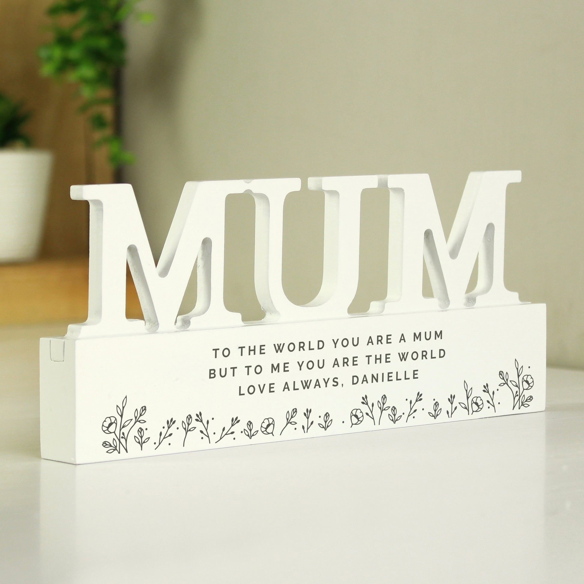 Personalised Floral Wooden Mum Ornament - MK&JD Gifts