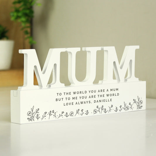 Personalised Floral Wooden Mum Ornament - MK&JD Gifts