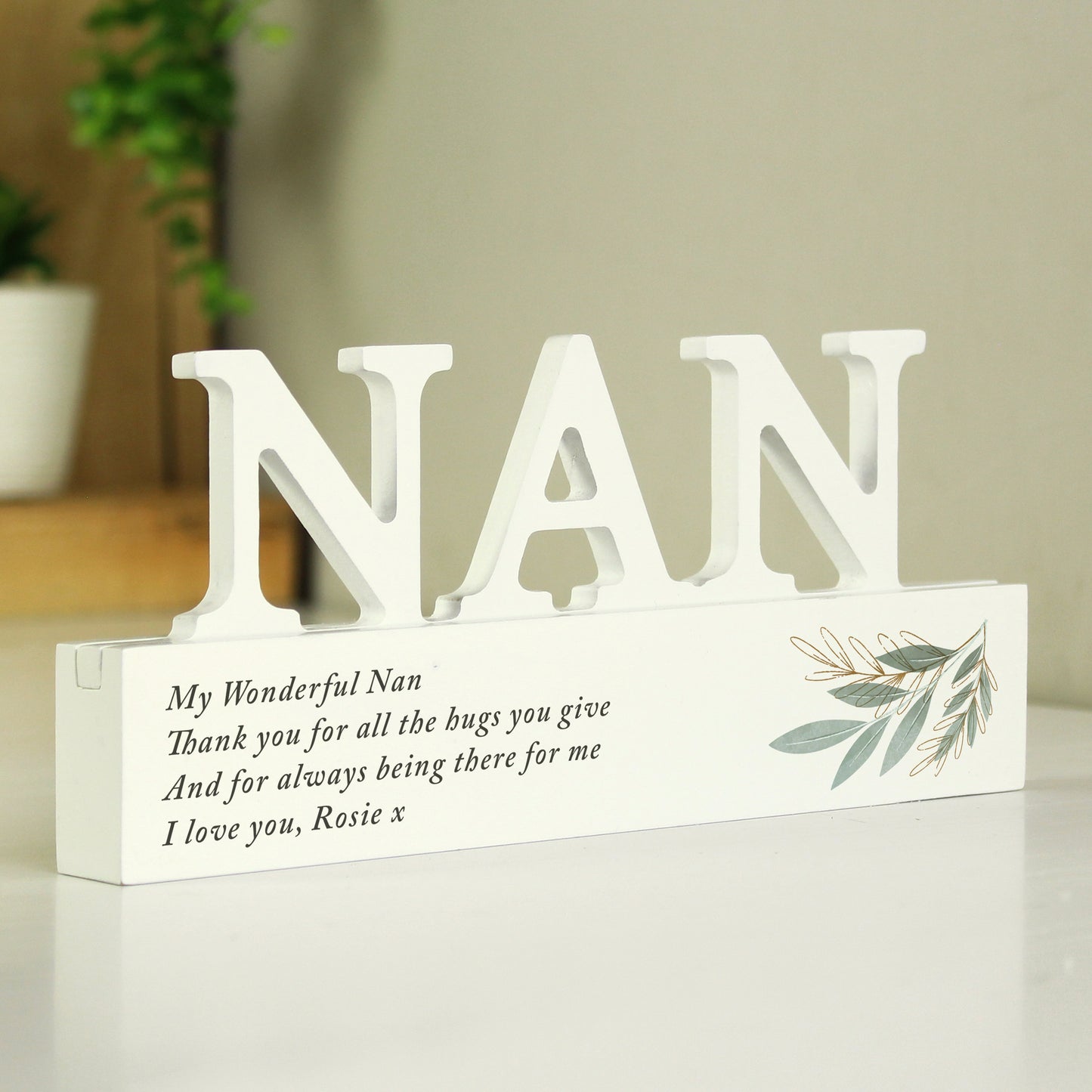 Personalised Botanical Wooden Nan Ornament - MK&JD Gifts