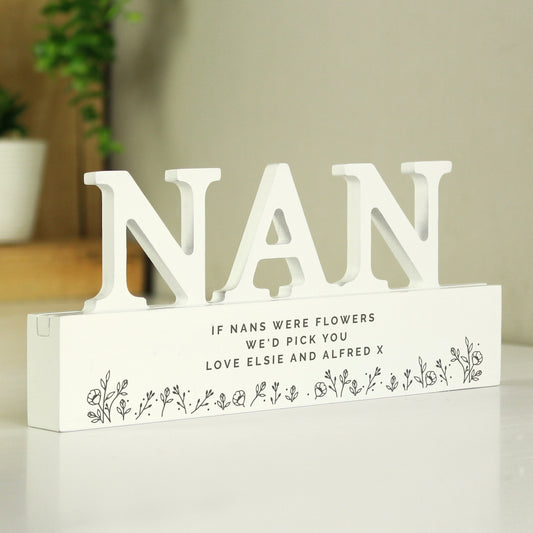Personalised Floral Wooden Nan Ornament - MK&JD Gifts
