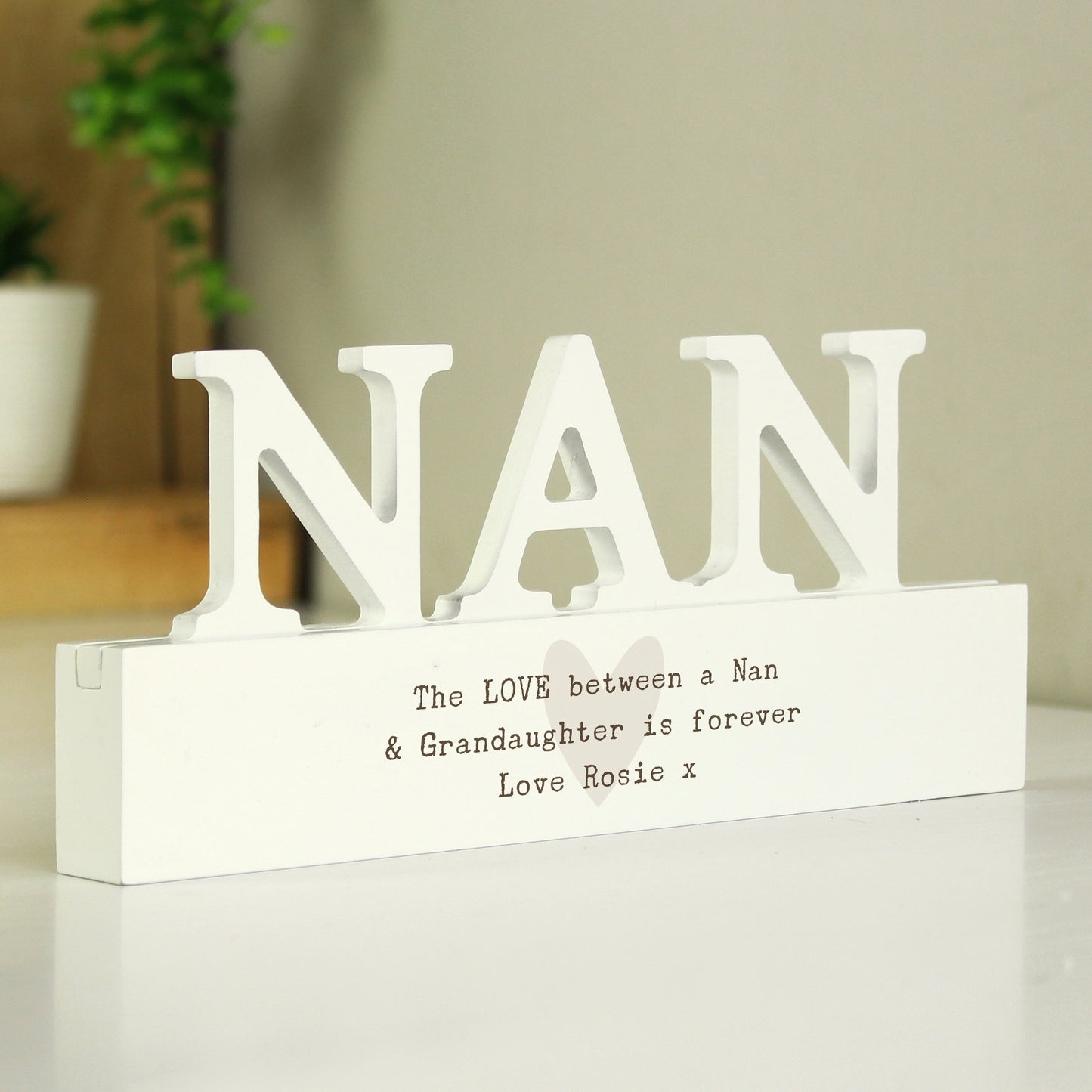 Personalised Free Text Heart Wooden Nan Ornament - MK&JD Gifts