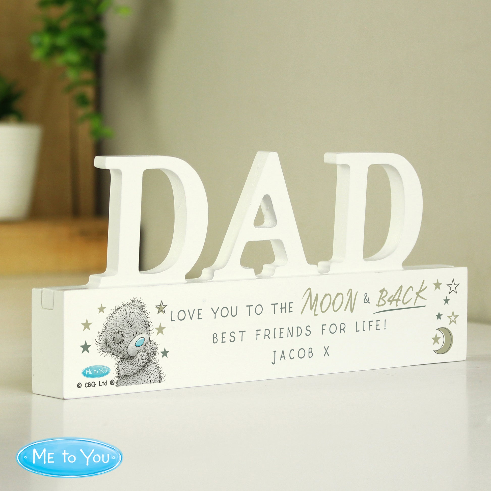 Personalised Me To You Moon and Back Wooden Dad Ornament - MK&JD Gifts