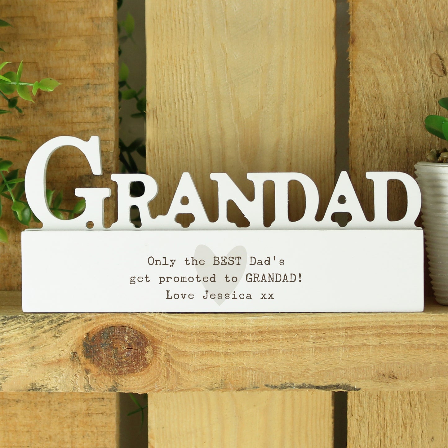 Personalised Free Text Heart Wooden Grandad Ornament - MK&JD Gifts