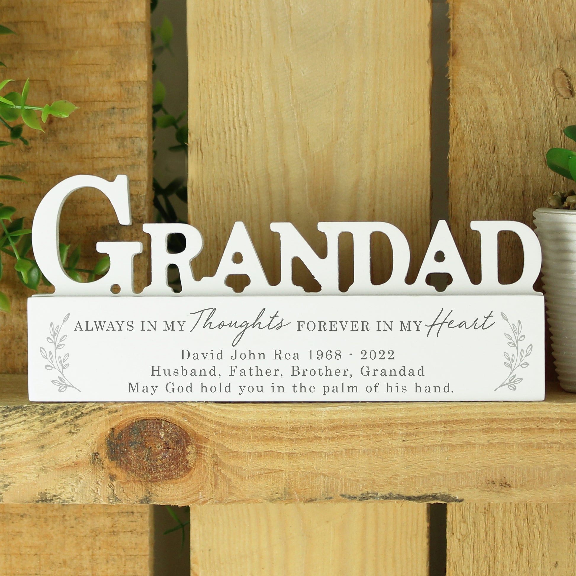 Personalised In Loving Memory Wooden Grandad Ornament - MK&JD Gifts