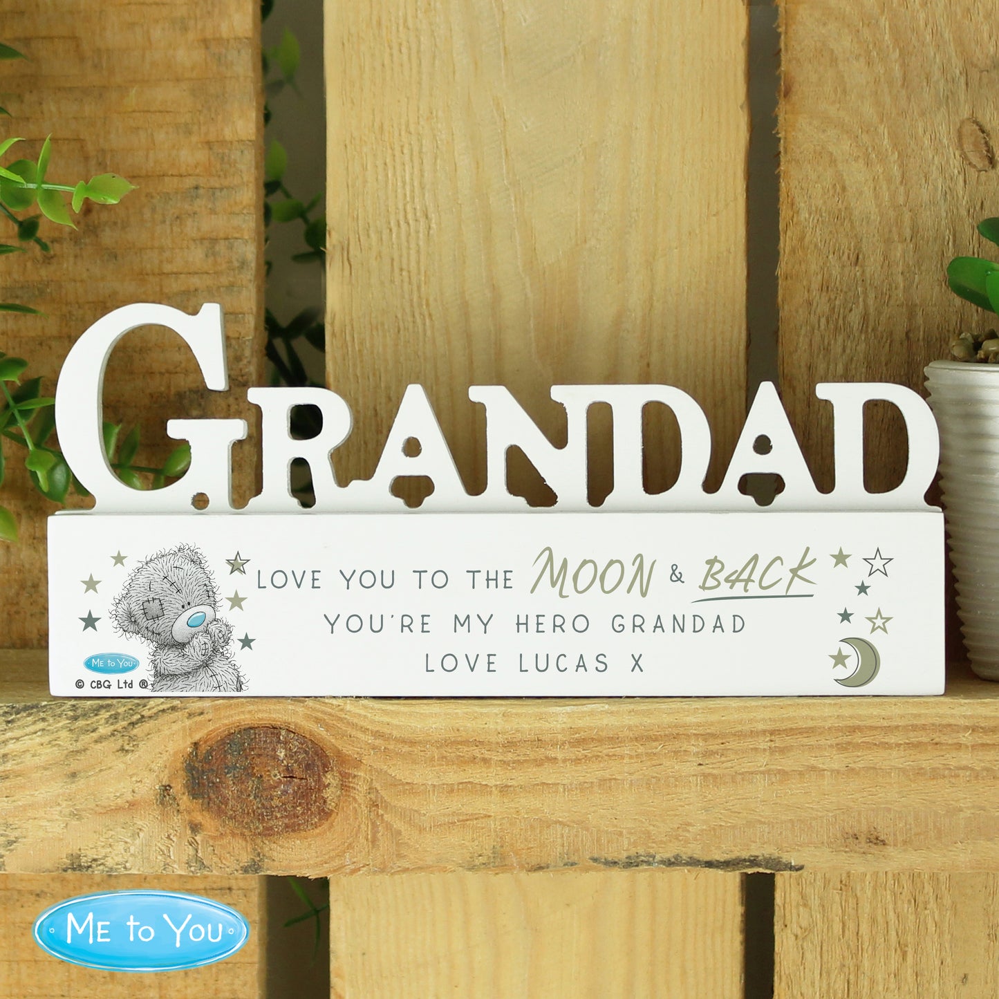 Personalised Me To You Moon and Back Wooden Grandad Ornament - MK&JD Gifts