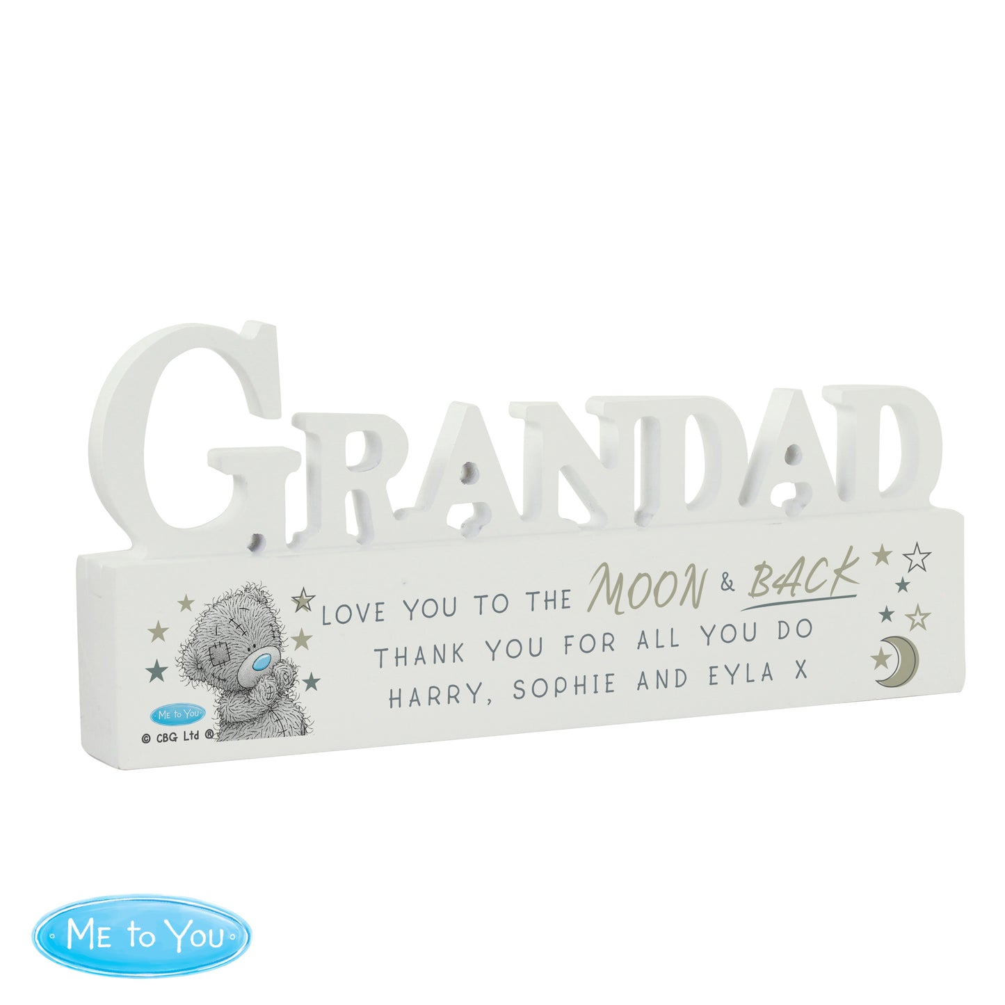 Personalised Me To You Moon and Back Wooden Grandad Ornament - MK&JD Gifts