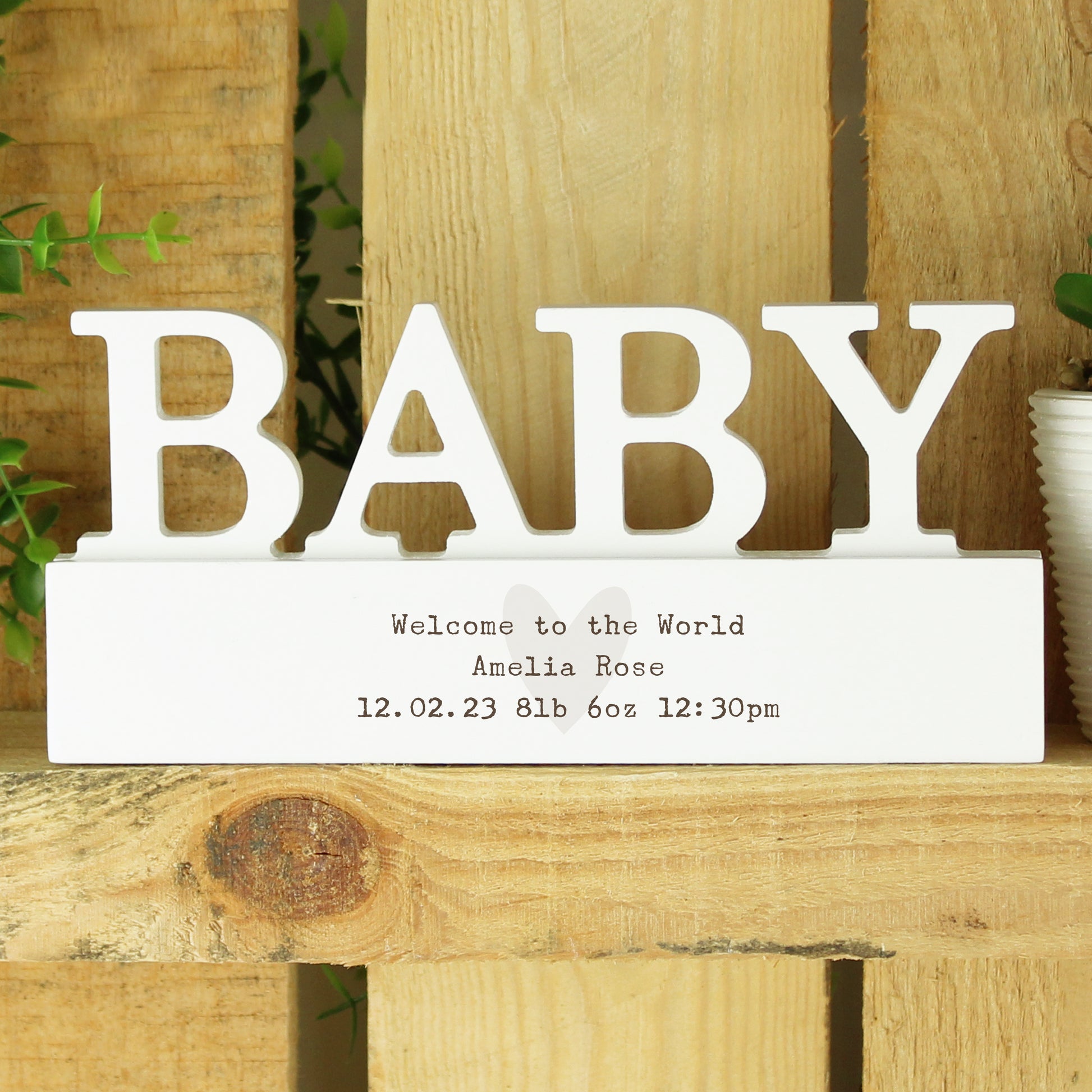 Personalised Free Text Heart Wooden Baby Ornament - MK&JD Gifts