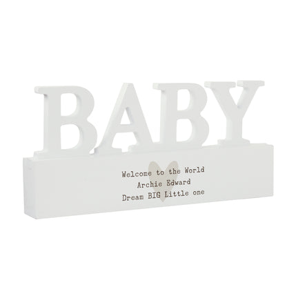 Personalised Free Text Heart Wooden Baby Ornament - MK&JD Gifts