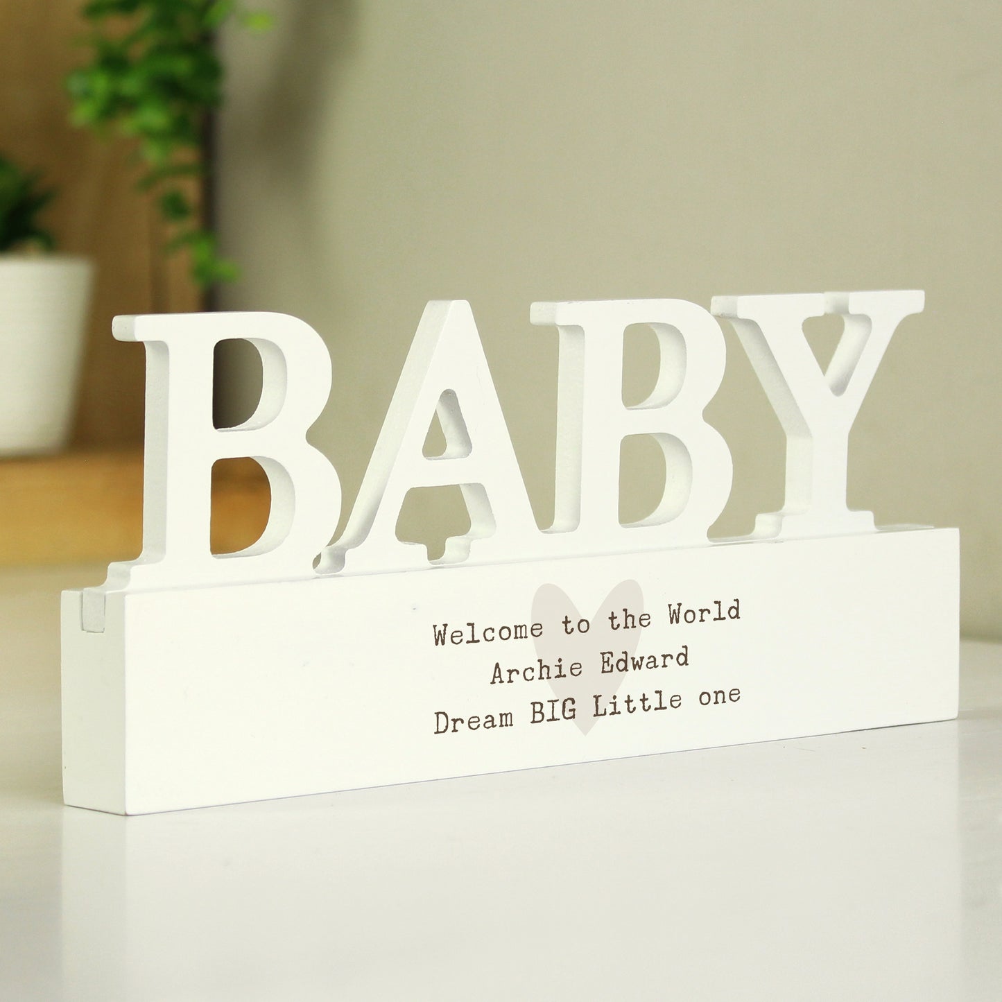 Personalised Free Text Heart Wooden Baby Ornament - MK&JD Gifts