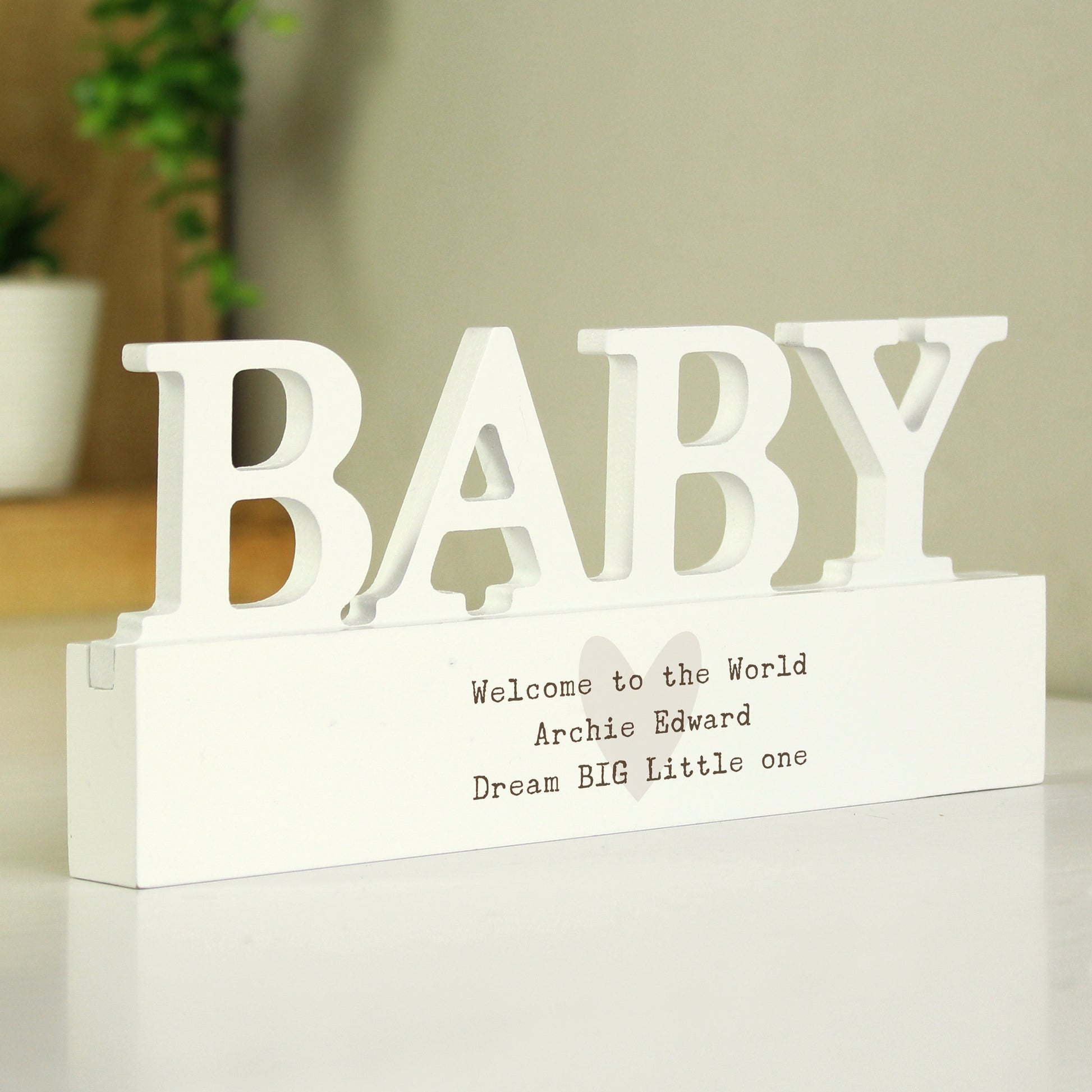 Personalised Free Text Heart Wooden Baby Ornament - MK&JD Gifts