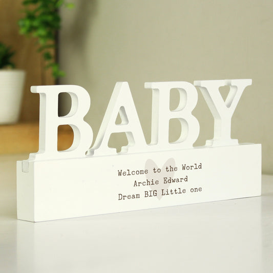 Personalised Free Text Heart Wooden Baby Ornament - MK&JD Gifts