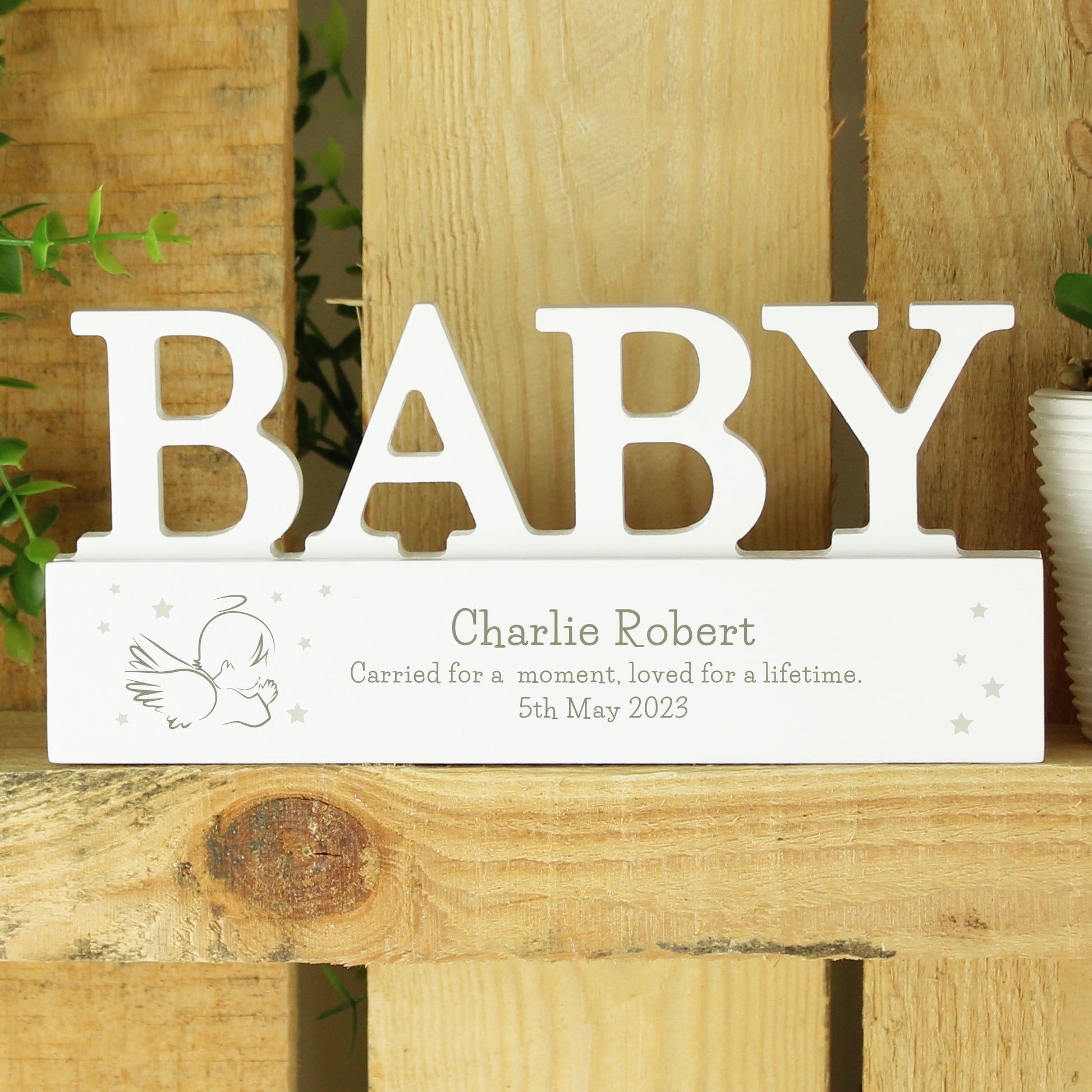 Personalised Memorial Wooden Baby Ornament - MK&JD Gifts