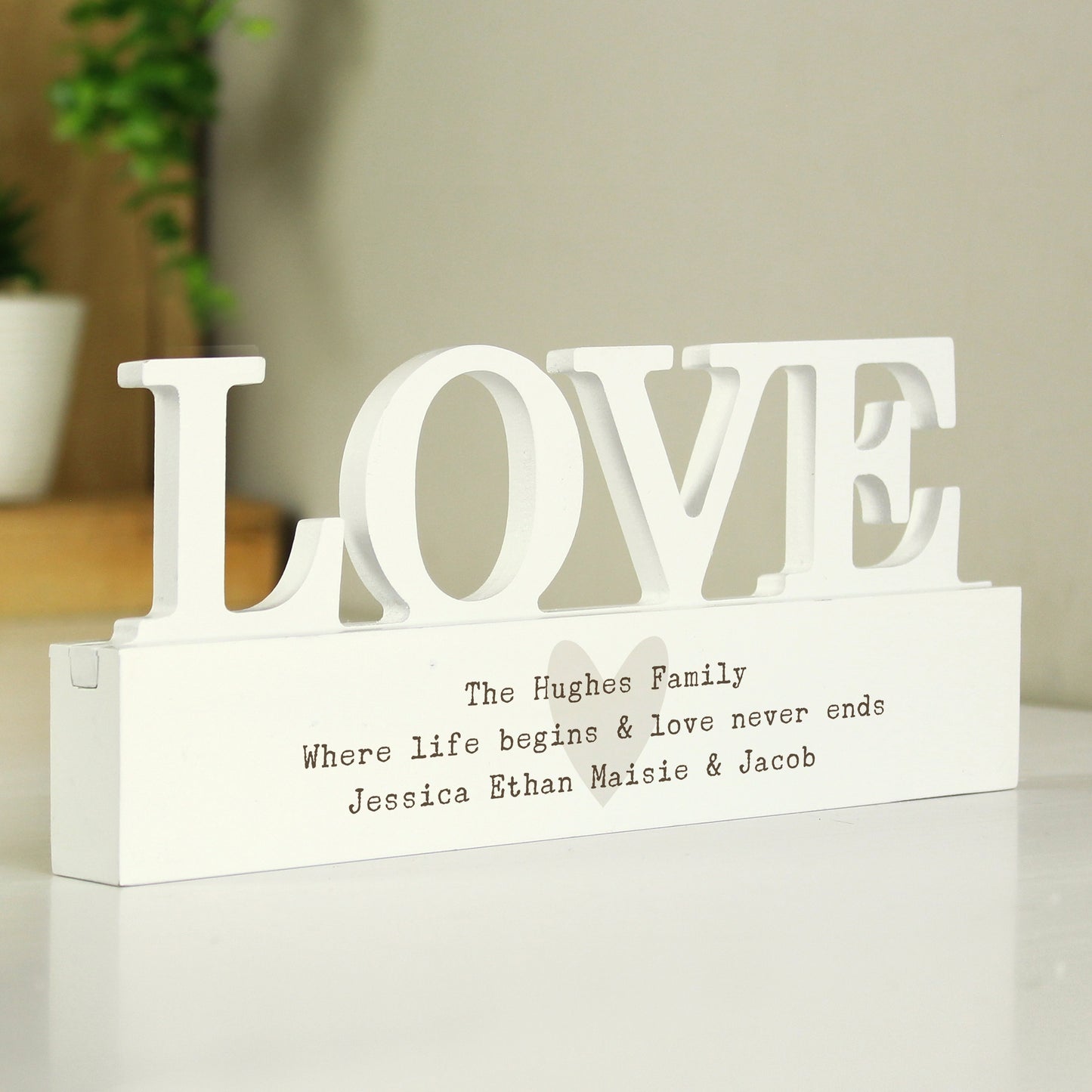 Personalised Free Text Heart Wooden Love Ornament - MK&JD Gifts