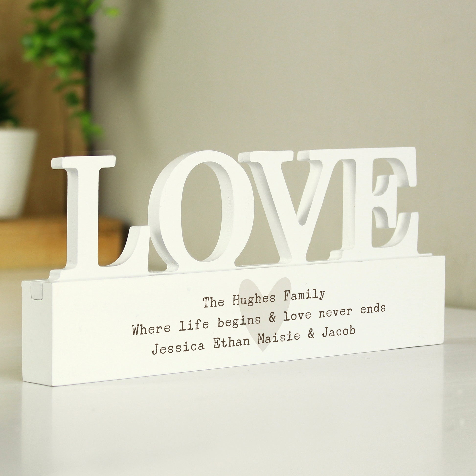 Personalised Free Text Heart Wooden Love Ornament - MK&JD Gifts
