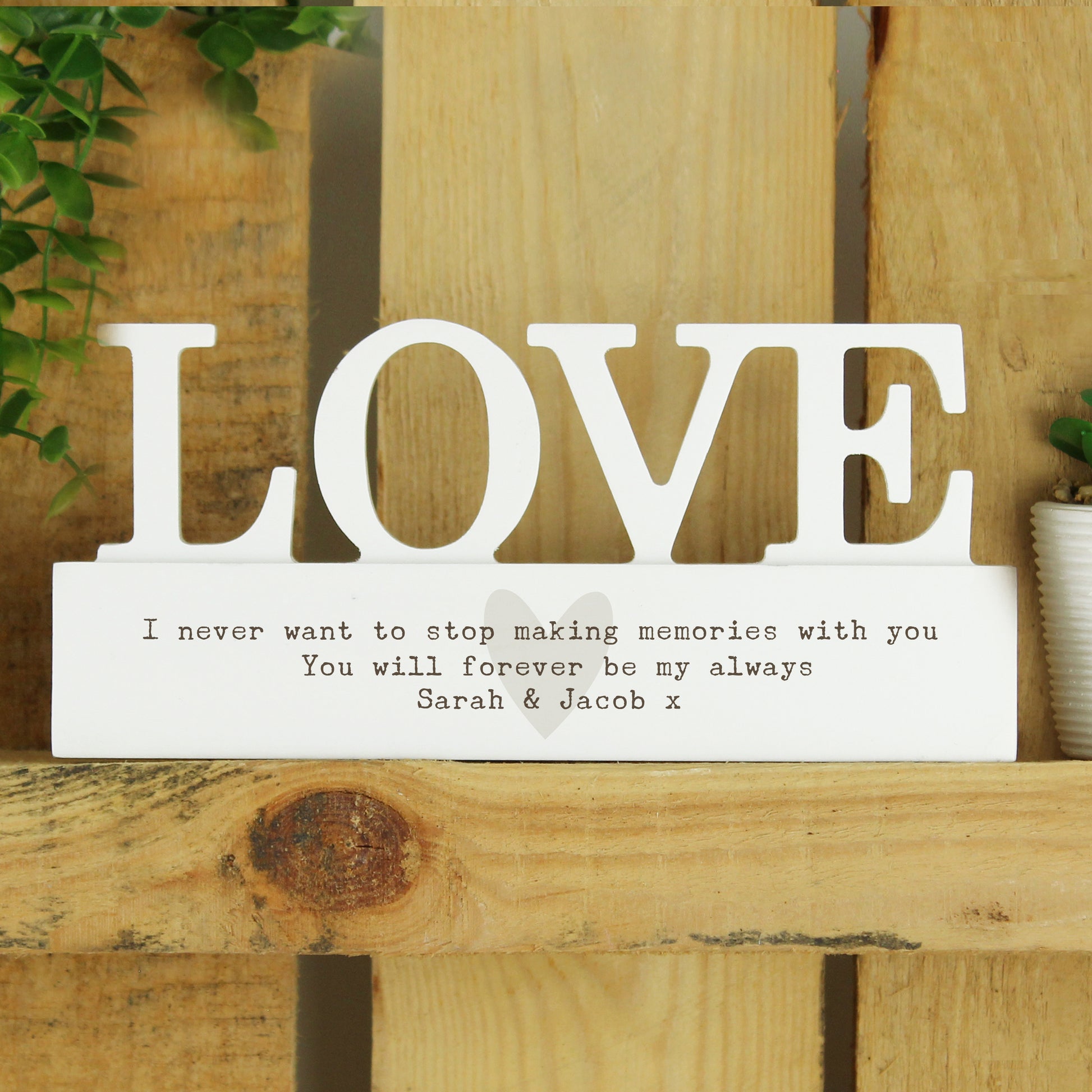 Personalised Free Text Heart Wooden Love Ornament - MK&JD Gifts