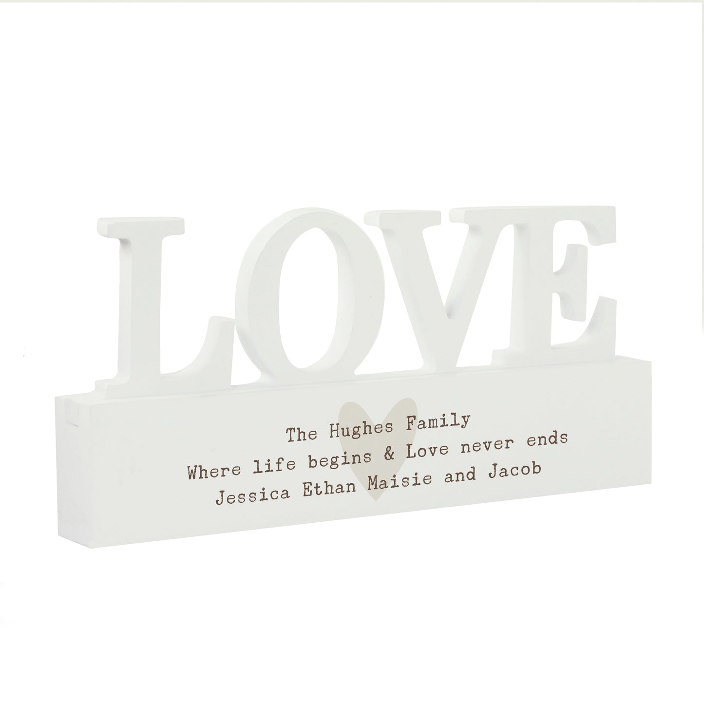 Personalised Free Text Heart Wooden Love Ornament - MK&JD Gifts