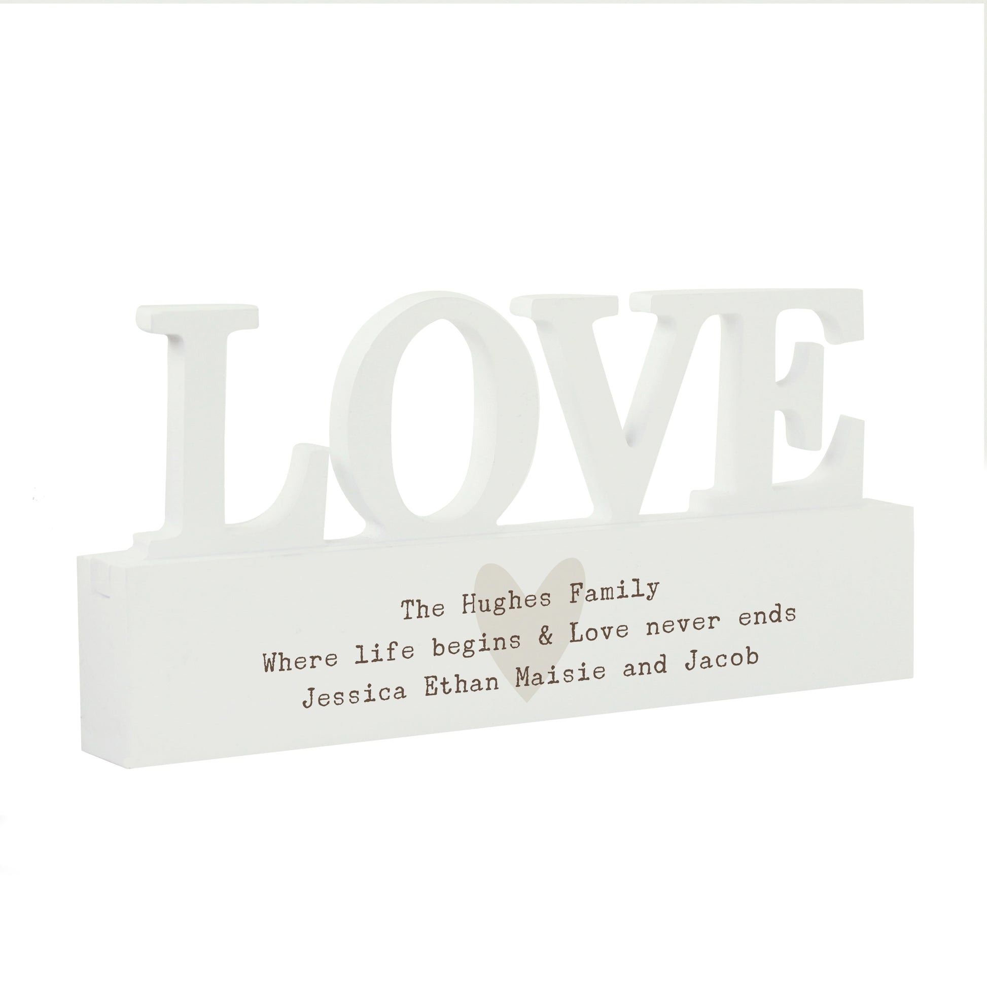 Personalised Free Text Heart Wooden Love Ornament - MK&JD Gifts