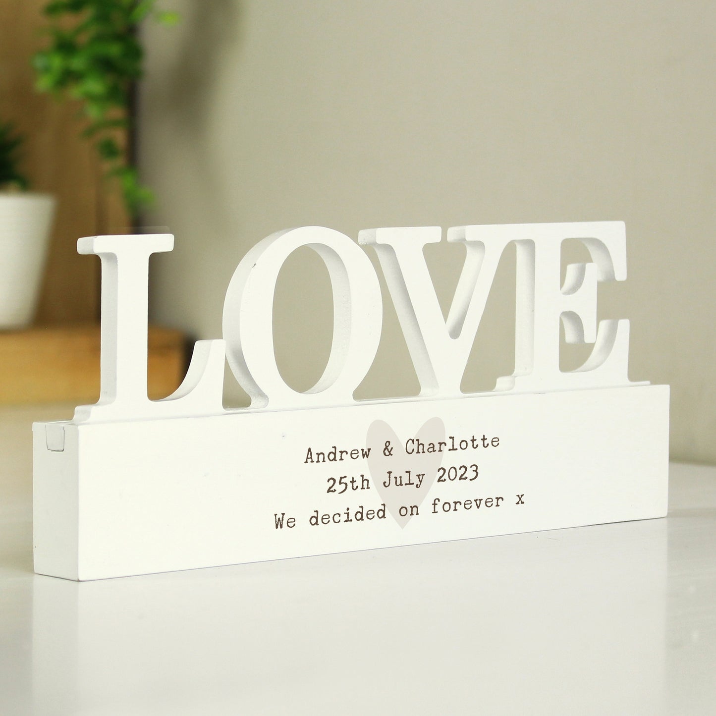 Personalised Free Text Heart Wooden Love Ornament - MK&JD Gifts