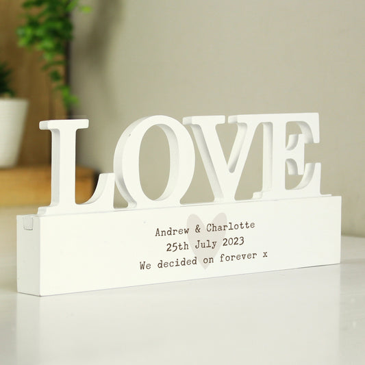 Personalised Free Text Heart Wooden Love Ornament - MK&JD Gifts