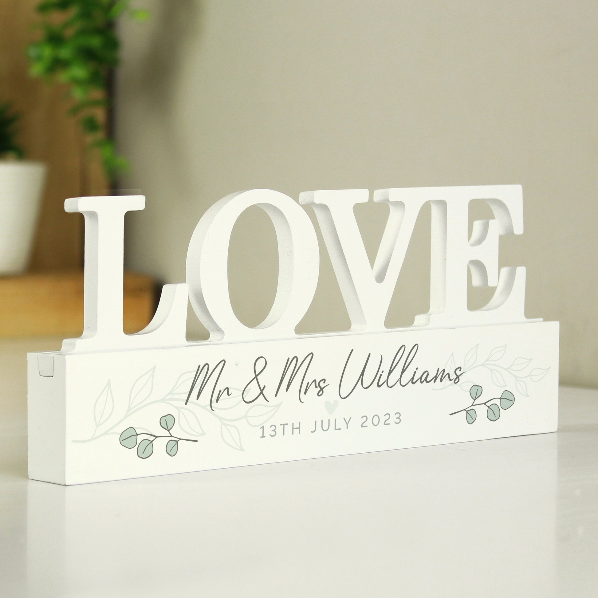 Personalised Botanical Wooden Love Ornament - MK&JD Gifts