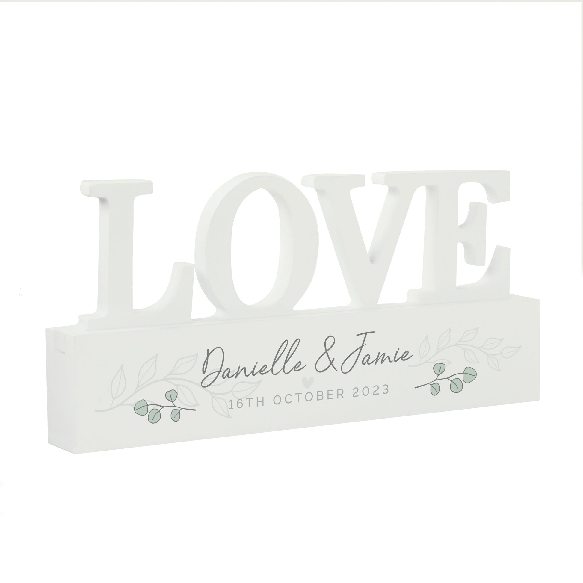 Personalised Botanical Wooden Love Ornament - MK&JD Gifts